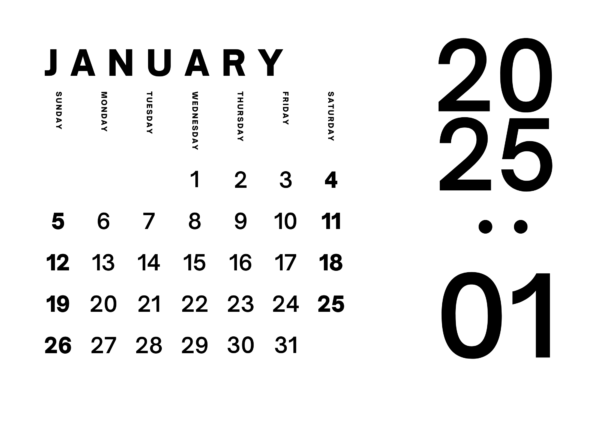 2025 Minimal Bold Calendar