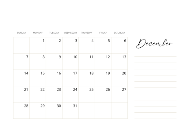 2025 Plain Calendar - Image 2