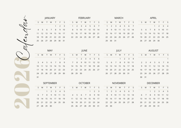 2025 Plain Calendar