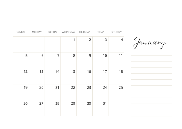 2025 Plain Calendar - Image 3