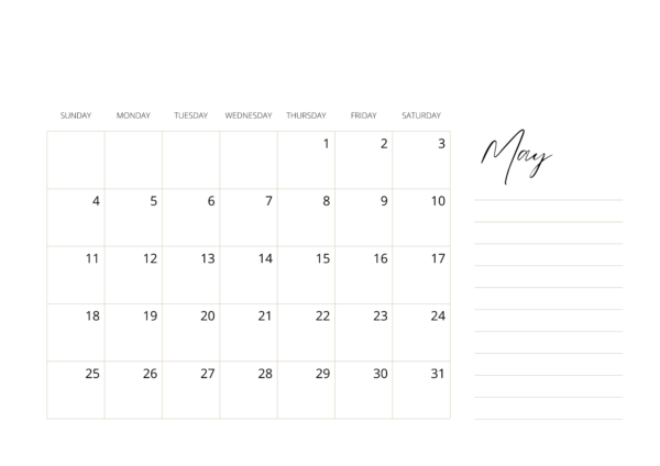 2025 Plain Calendar - Image 7