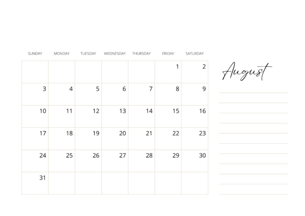 2025 Plain Calendar - Image 10