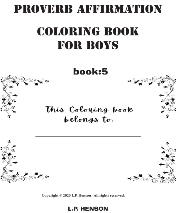 Proverb Affirmation Coloring Book for Boys: Book 1-Vol 5 - Image 2