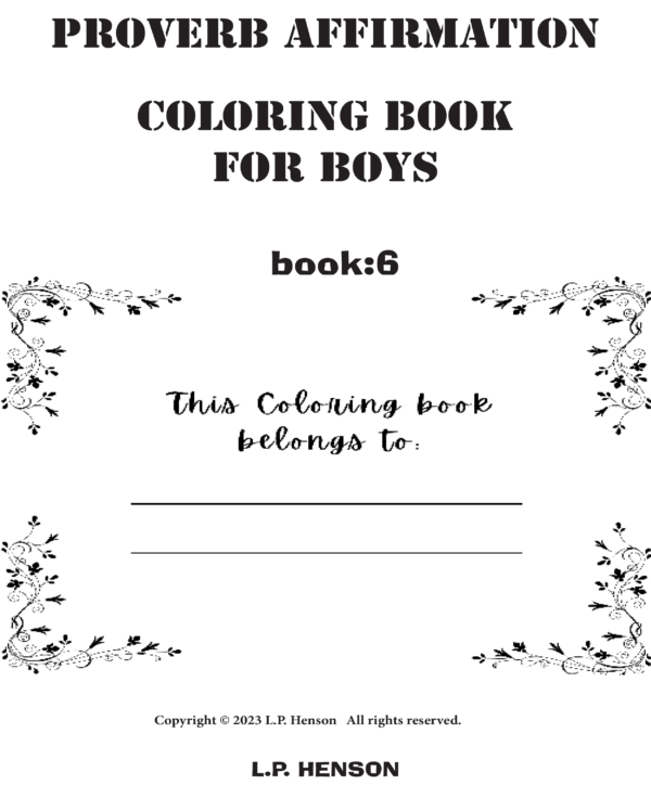 Proverb Affirmation Coloring Book for Boys: Book 1-Vol 6 - Image 2