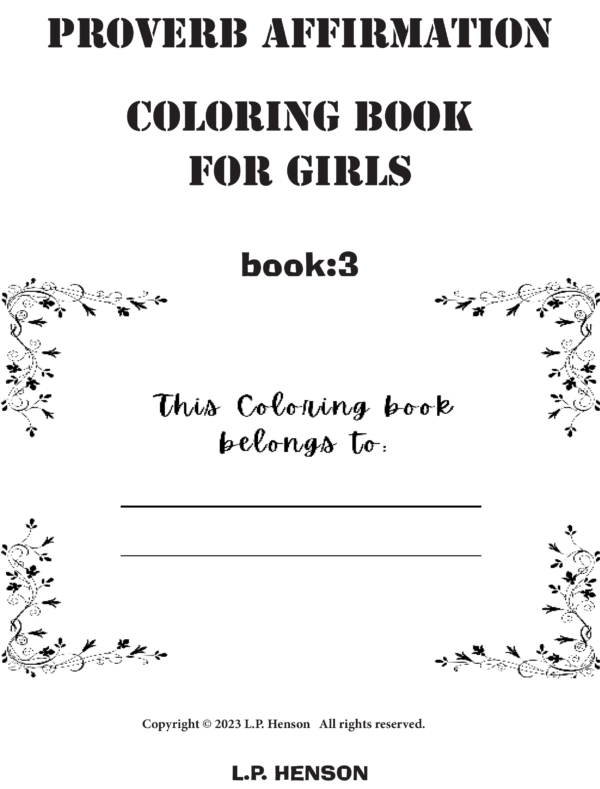 Proverb Affirmation Coloring Book for Girls: Book 1-Vol 3 - Image 2