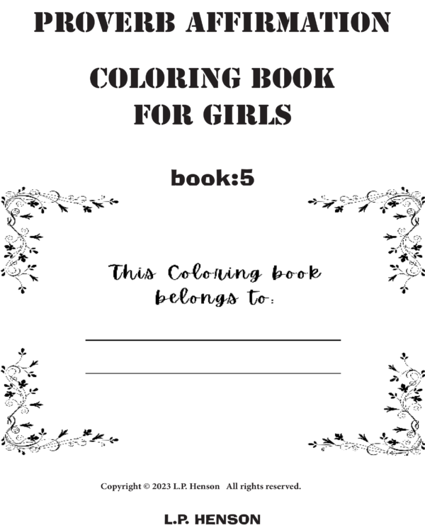 Proverb Affirmation Coloring Book for Girls: Book 1-Vol 5 - Image 2