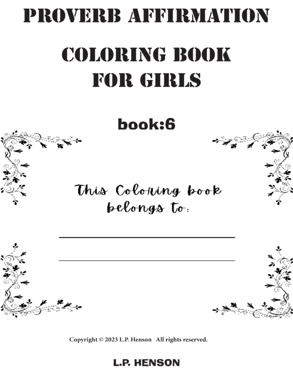 Proverb Affirmation Coloring Book for Girls: Book 1-Vol 6 - Image 2